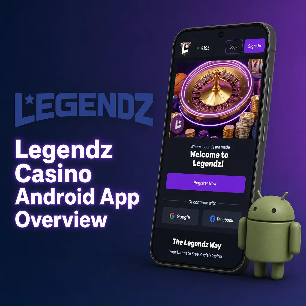 Legendz Casino Android app overview showing free download and quick installation for casino games and sports betting