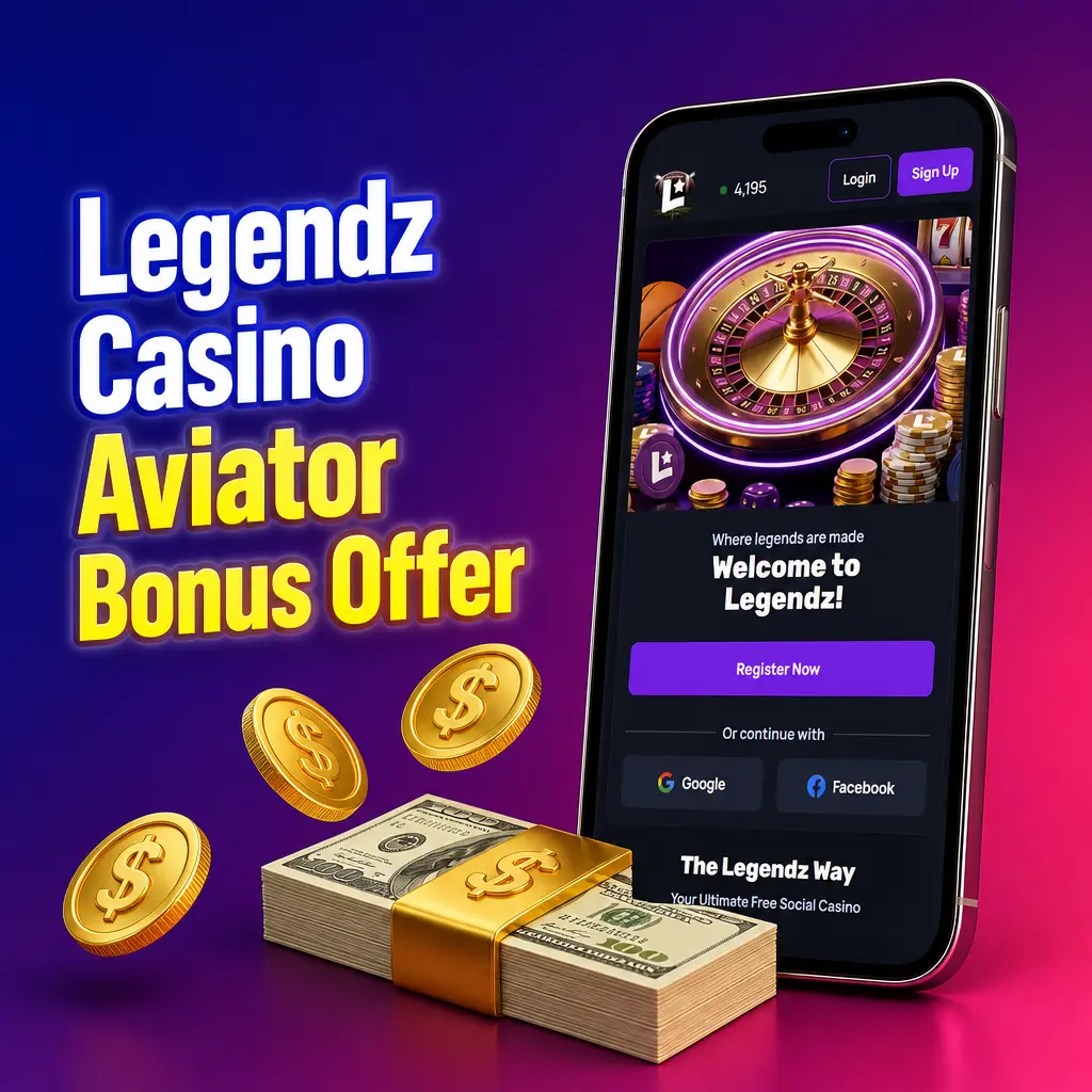 Legendz Casino Aviator bonus: get 500 Gold Coins plus 3 Sweeps Coins free after signup, no purchase or promo code needed.