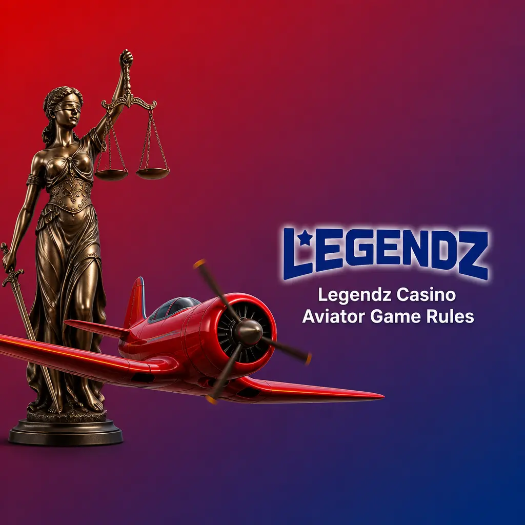 Aviator game rules screen at Legendz Casino showing rising multiplier, cash out timing, and dual bet panel mechanics.