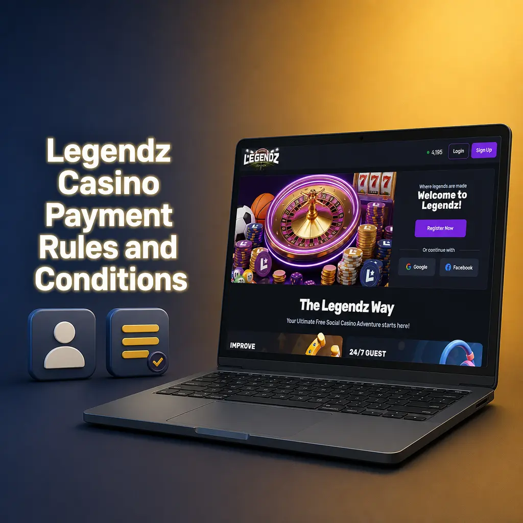Legendz Casino payment rules: ID verification, matching card method, $50 minimum withdrawal, and one pending redemption limit.