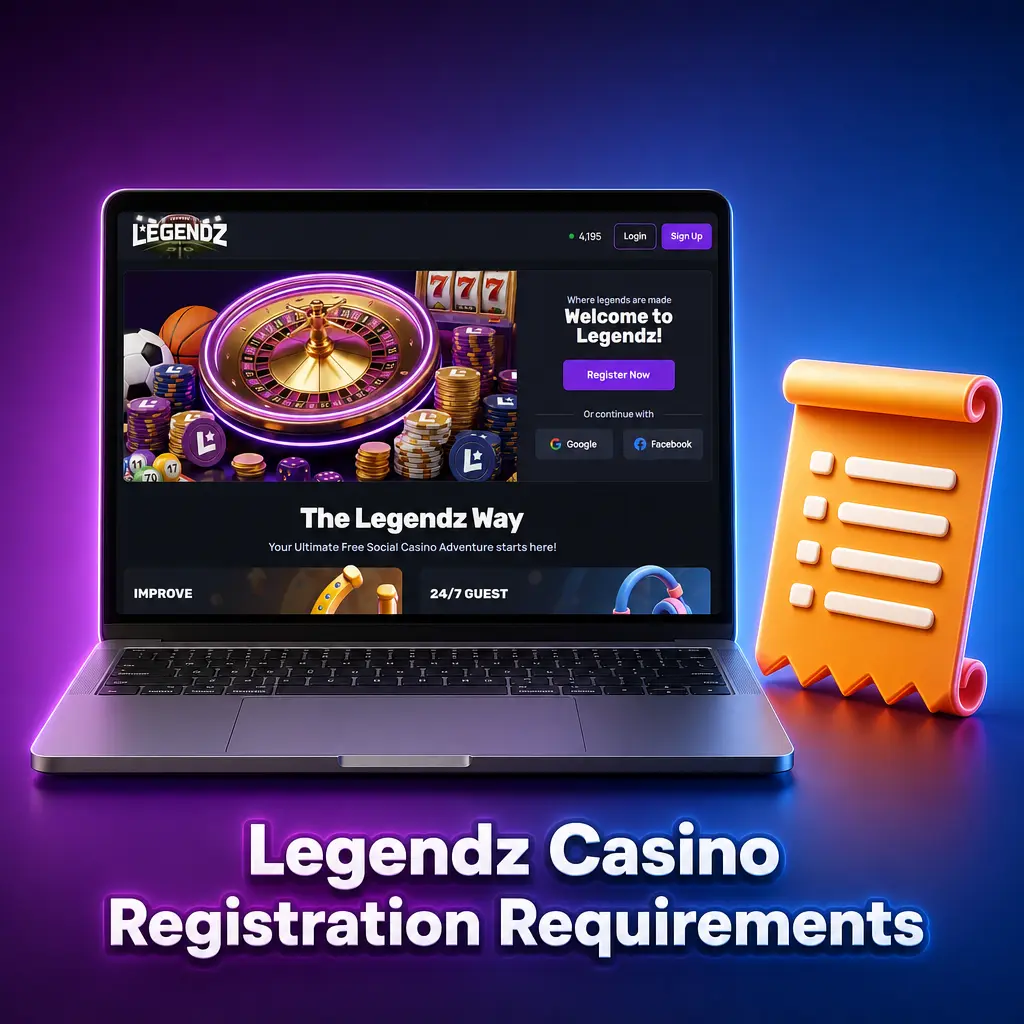 Legendz Casino registration rules: one account per person, US residency required, age 18+ (varies by state), ID verification needed.