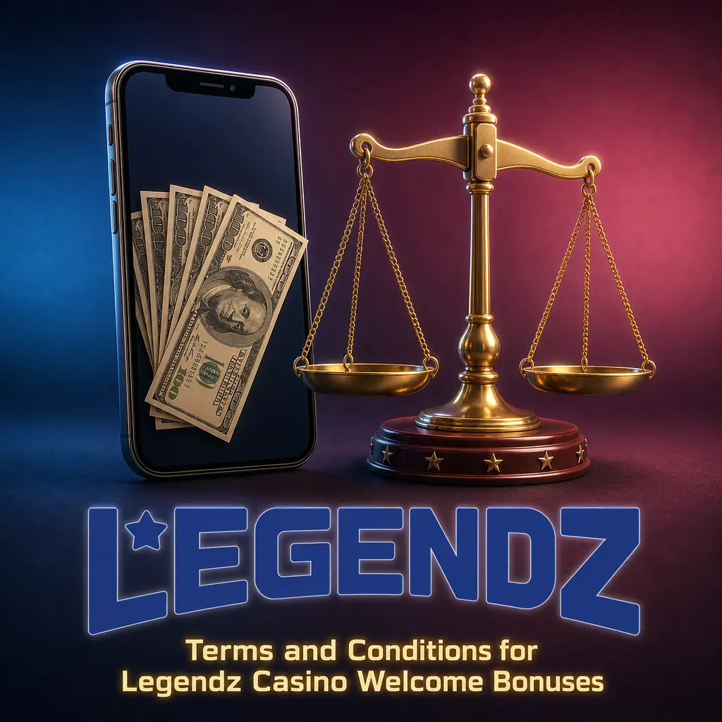 Legendz Casino welcome bonus terms and conditions, including eligibility, wagering requirements, and redemption rules.