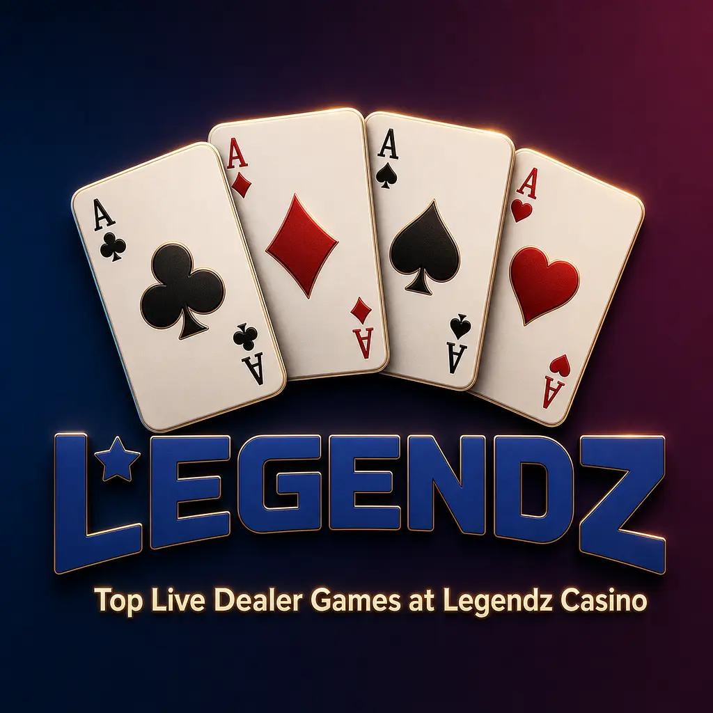 Top live dealer games at Legendz Casino, featuring blackjack, roulette, baccarat, and poker with Vivo Gaming studios.